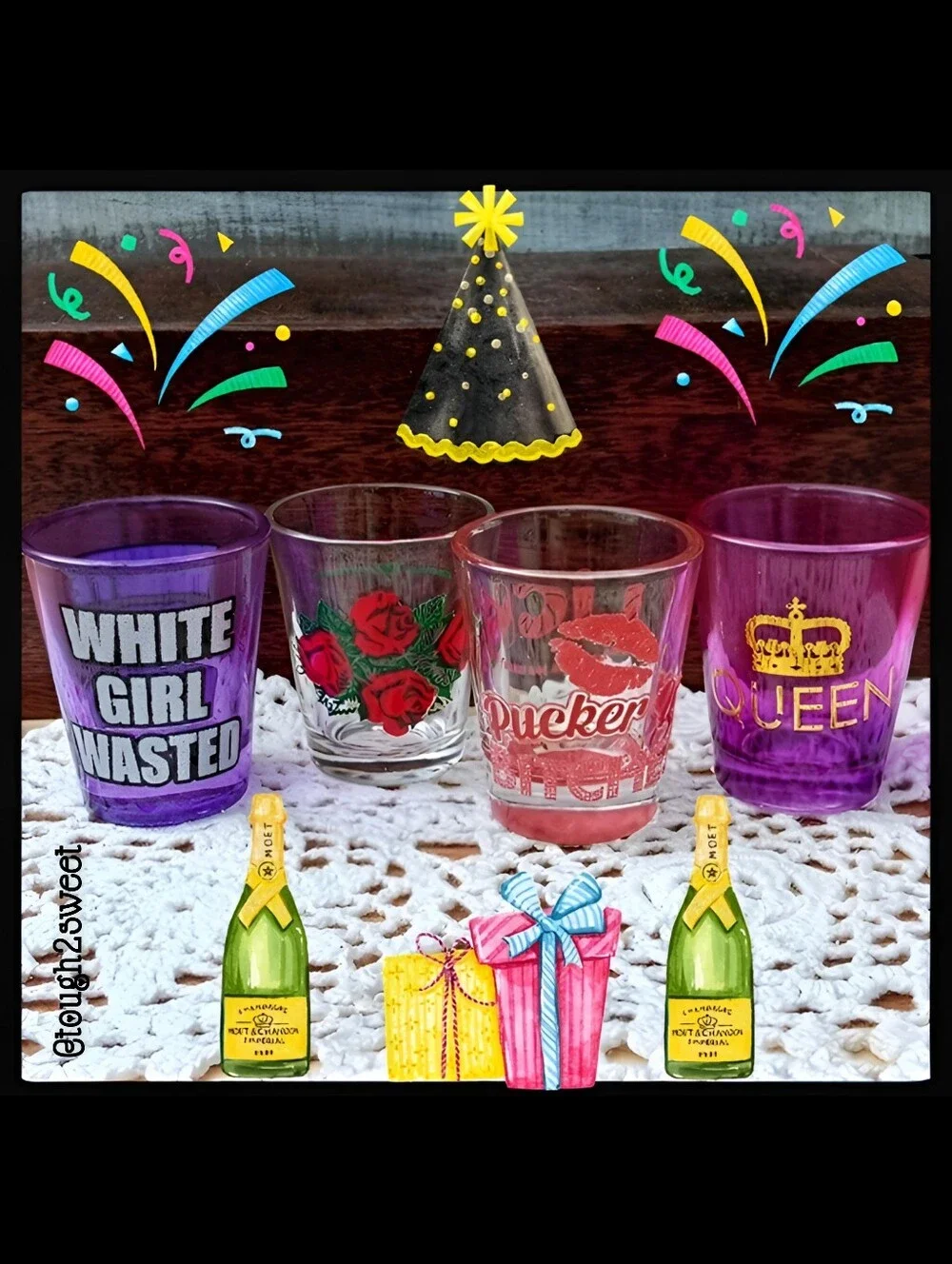 SHOT GLASSES~SET OF 4 HIGHLY DETAILED, NOVELTY SHOT GLASSES